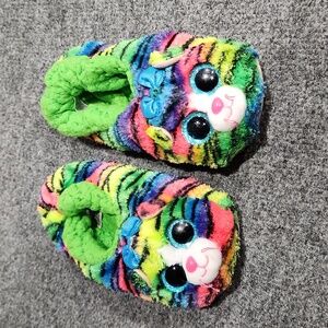 Girls Rainbow Kitty Cat Sherpa Slippers